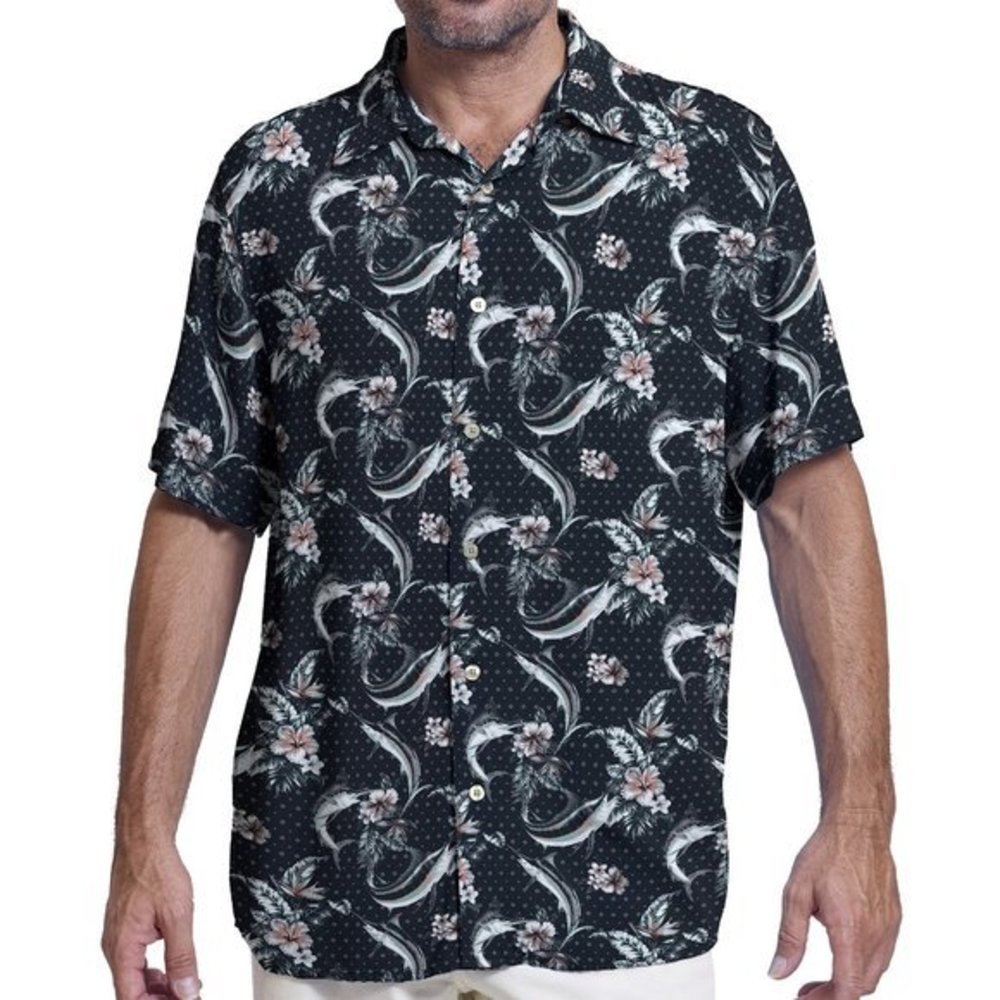 Margaritaville Men's Floral Hawaiian BBQ Beach Button Up Shirt